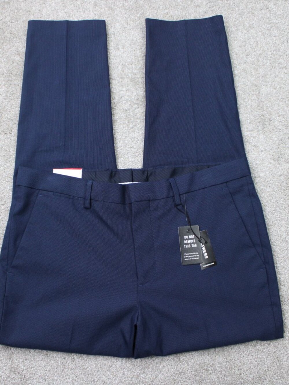 Express Pants NWT Men 32x28 Blue Check Stretch Extra Slim Chino Flat Front